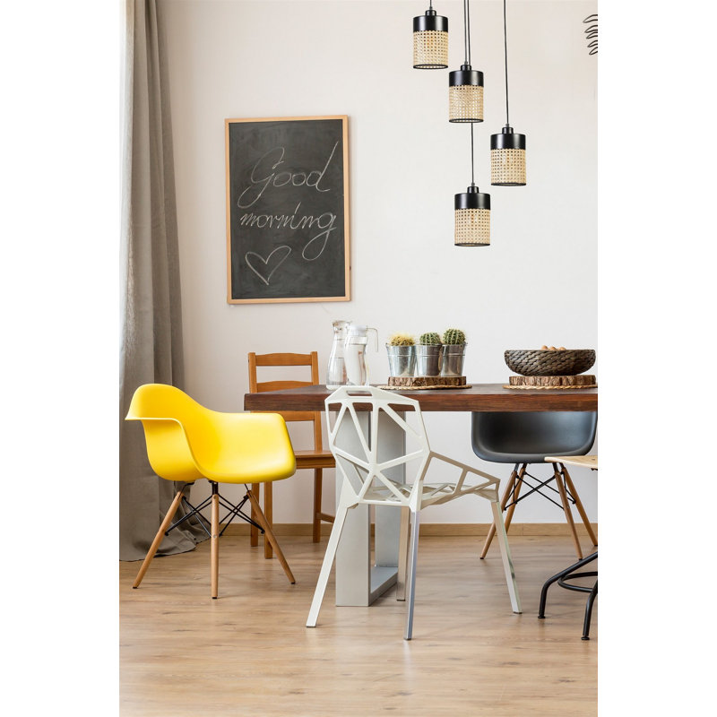 Chandle Chandelier, Black/Rattan