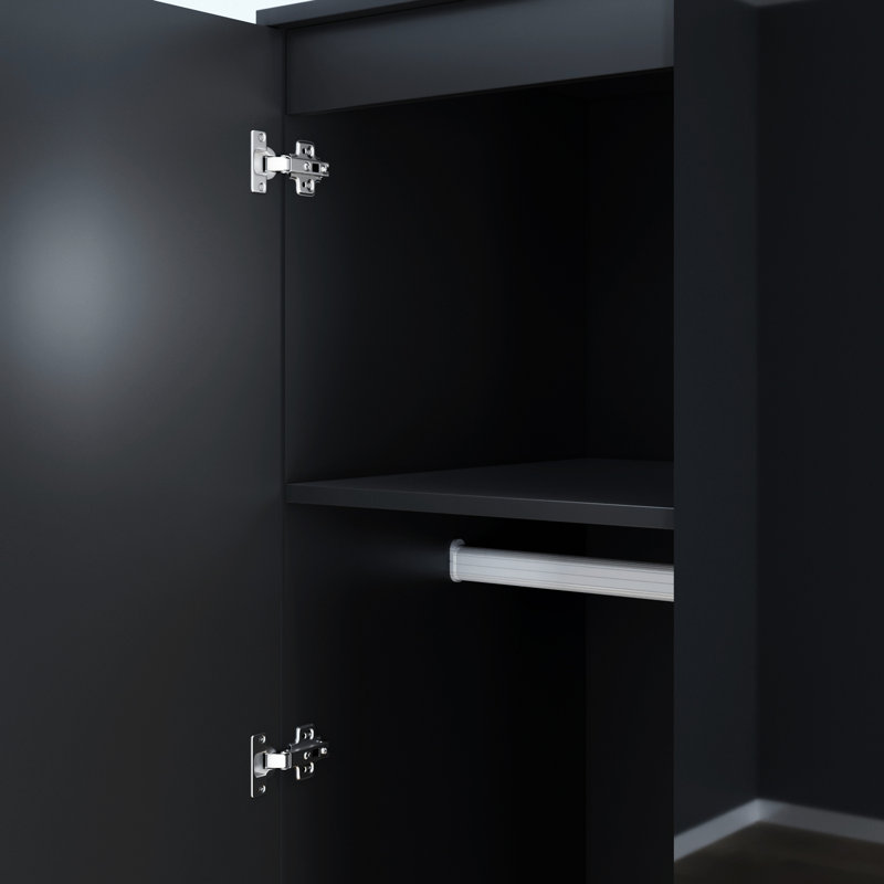 2 Door Manufactured Wood Wardrobe, Black