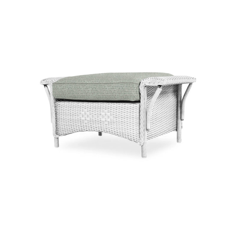 Nantucket Outdoor Ottoman, White, Rollo Linen