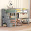 Lit mezzanine double NordWood avec bureau, tablettes de rangement et escalier