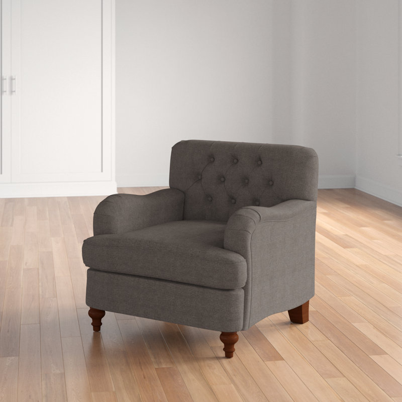 Fabric Chair Featuring English-style curved arms, Gray Fabric