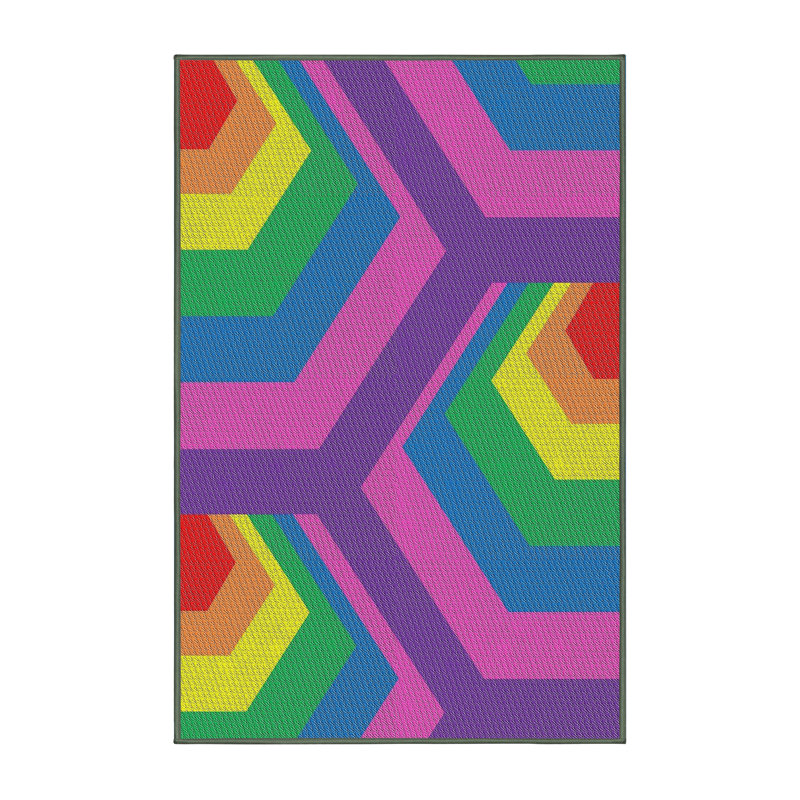 Geometric Indoor Rug, Rectangle 5' x 7'