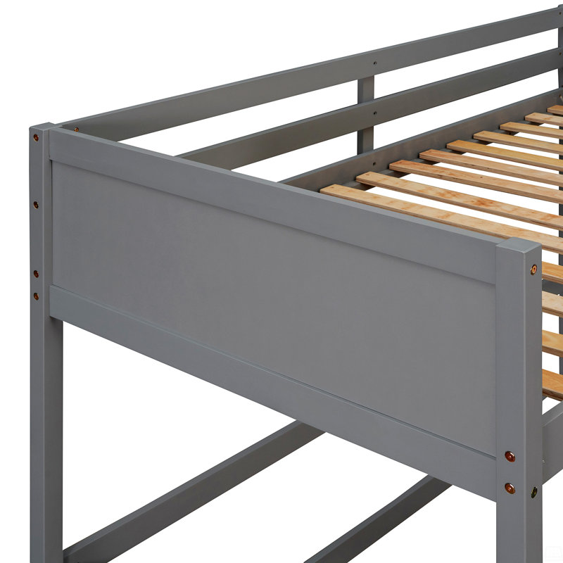 Lit mezzanine simple en bois massif avec échelle, Gris