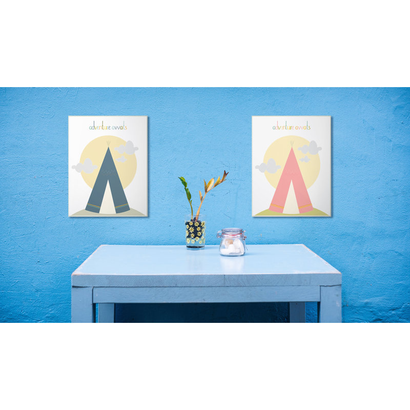 Yara l Adventure Awees Tee Pee Art, Plaque de bois, H 19 po x l 13 po x P 0,5 po