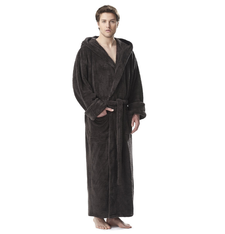 Peignoir en molleton pour cheville avec poches et capuche, TG, Anthracite