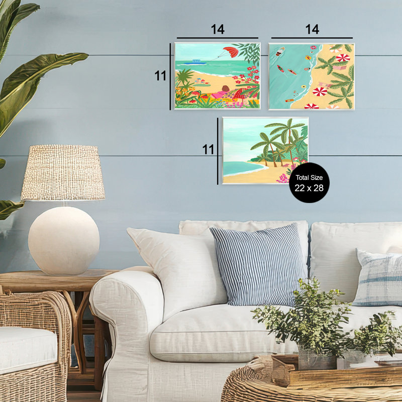 Plaque murale Busy Beach and Flowers, design par Nabeela Rumi