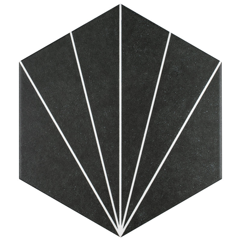 Carrelage de mur et de sol en porcelaine 8,63 "x 9,88" Merola Tile Aster, Black/White