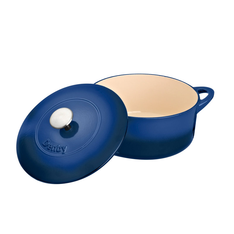 Denby Cast Iron Round Casserole, 24 cm, Cobalt Blue