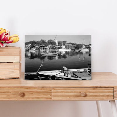 1960s BOATS DOCK HARBOR MAINE USA by H. Armstrong Roberts - Wrapped Canvas Print