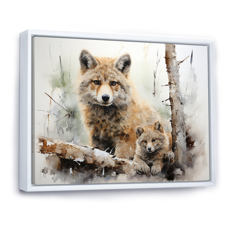 Famille de loups, Cadre flottant blanc, H 34 po x l 44 po x P 1,5 po