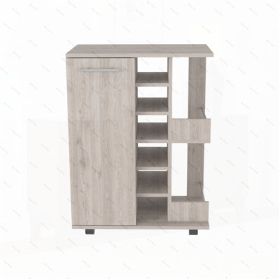 Puits de chariot de bar, quatre roulettes, finition gris clair