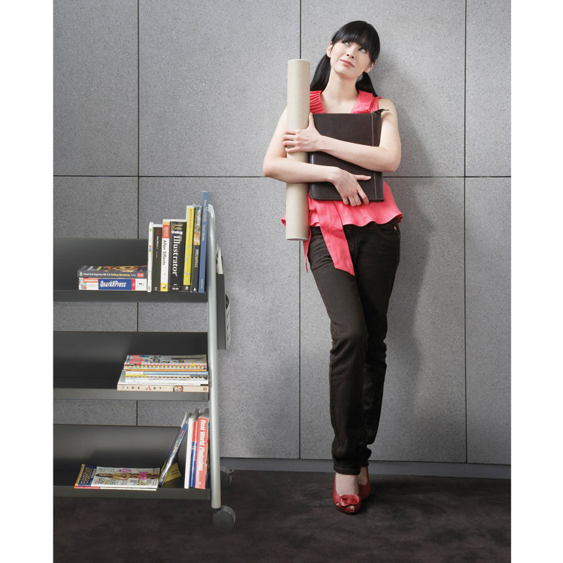 Safco Black Double-Sided Steel Book Cart with 6 Shelves
