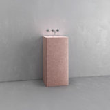Vast Studio Black/Gray Freestanding Pedestal Sink – Solid Surface Rectangular Basin with Metallic Luxury Finish & Modern Minimalist Spa-Inspired Design