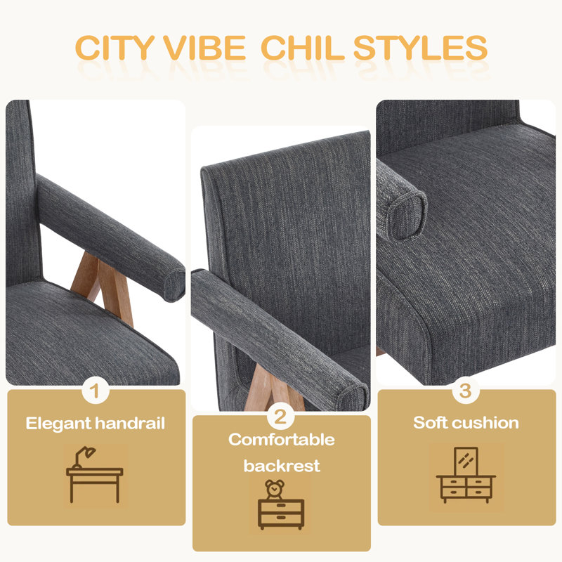 Fauteuil de salle à manger en tissu, Gris anthracite