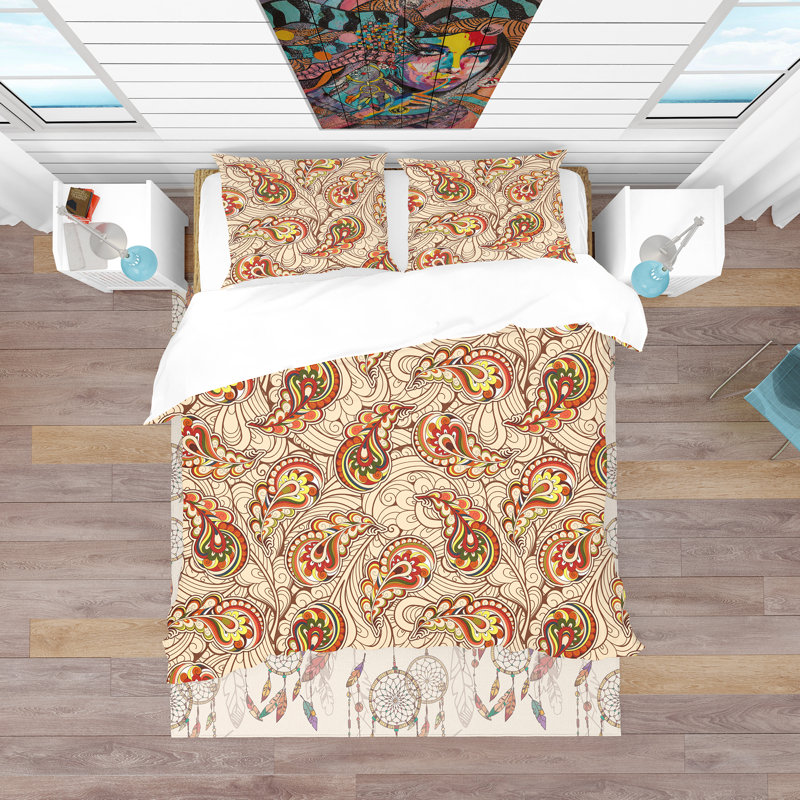 Autumn Pattern - Bohemian Nature Duvet Cover Set - Microfiber Polyester, Twin Duvet Cover + 1 Sham