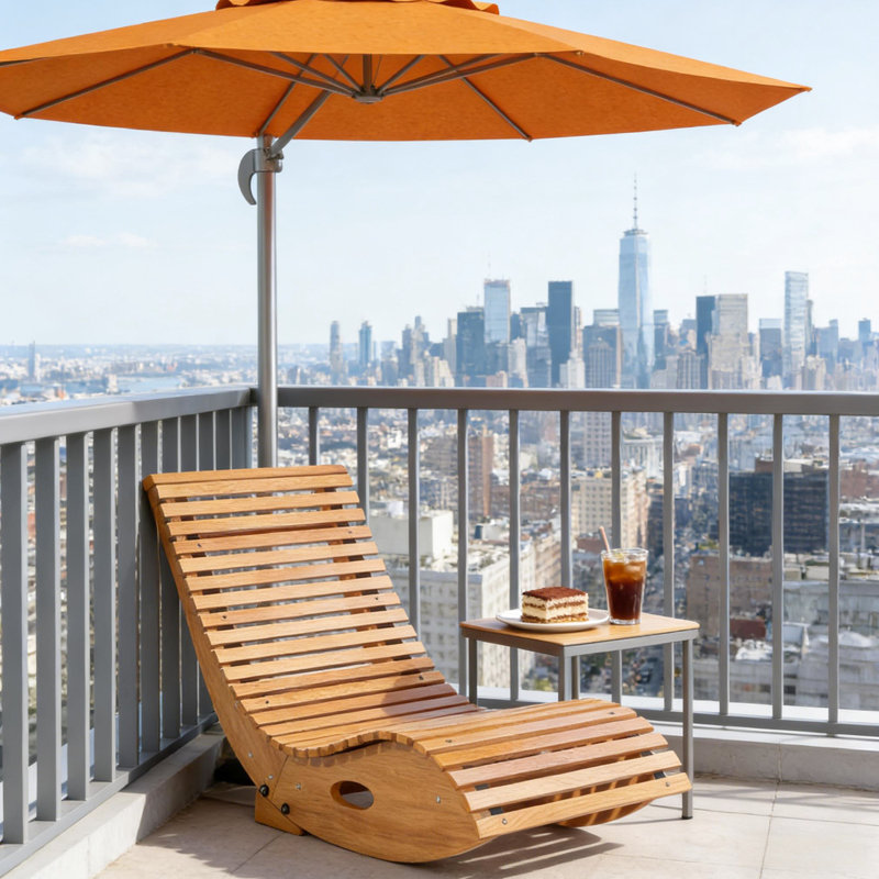 Chaise berçante d'extérieur en bois, - Coussinets de pieds basculants, chaise berçante 110 135, structure avec poids de 264 lb