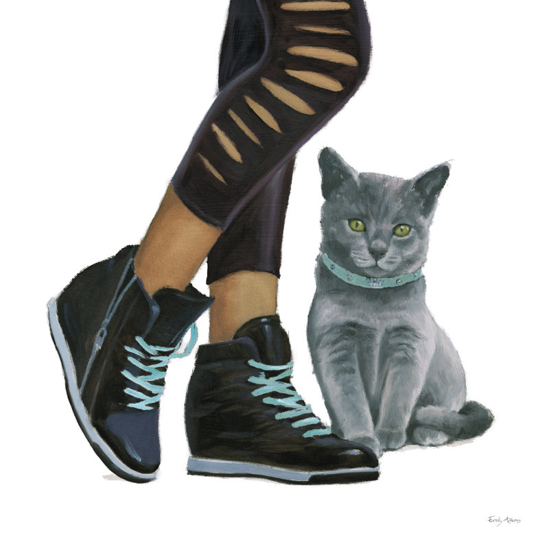 «Cutie Kitties V», peinture encadrée, H 12 po x l 12 po x P 1,25 po, Oui, Papier avec cadre noir