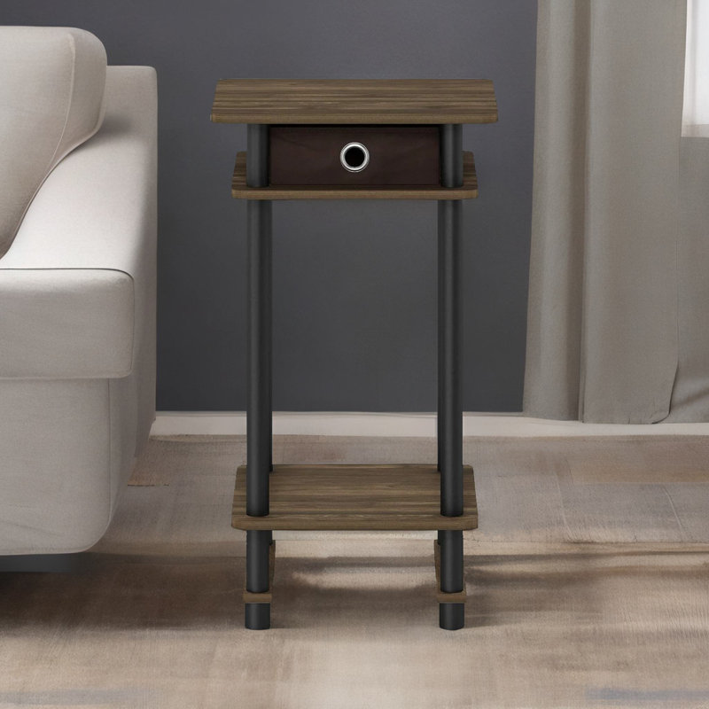 Nakyrah 2 Tier Tall Side Table with Storage Drawer Furniture Living Room