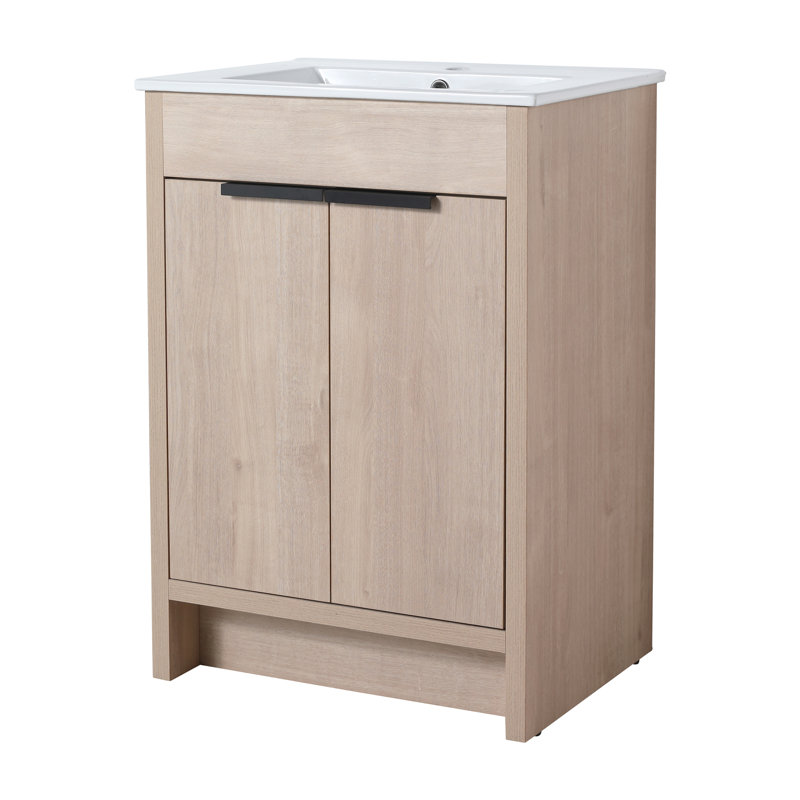 Meuble-lavabo autoportant avec lavabo en céramique