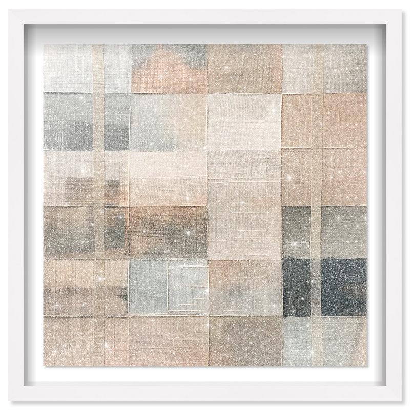 Minimalist Mesh Shadowbox Abstract Print by Oliver Gal, Black Frame, 12 x 12, 13.5"H x 13.5"W, White Frame