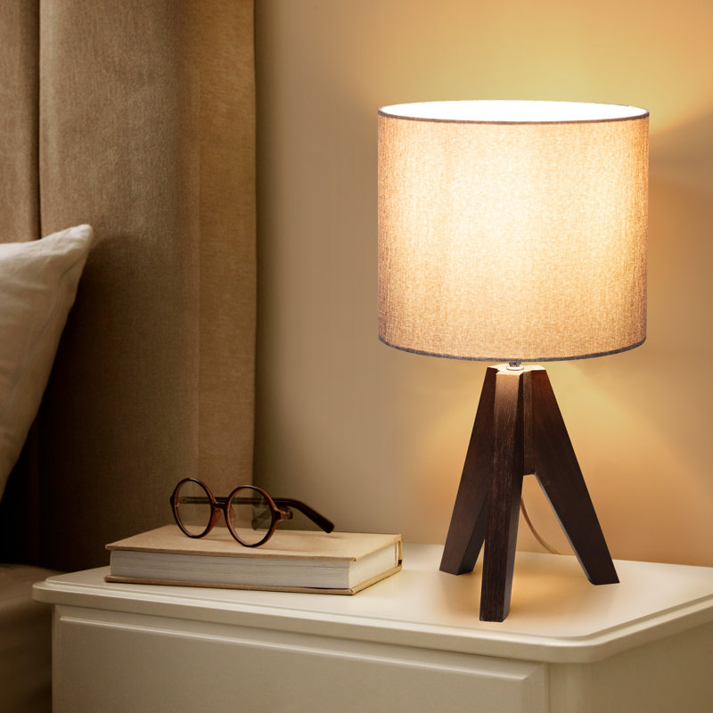 Lampe trépied en bois massif Cachezon, Noyer