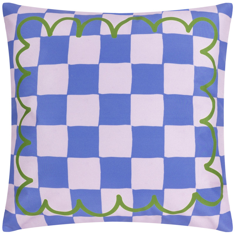 Indoor / Outdoor Abstract Blue Square Cushion