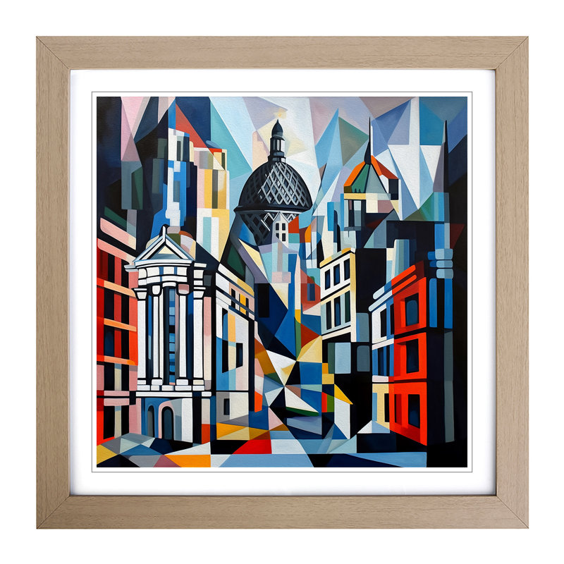 City of London Cubism - Framed Print, Black