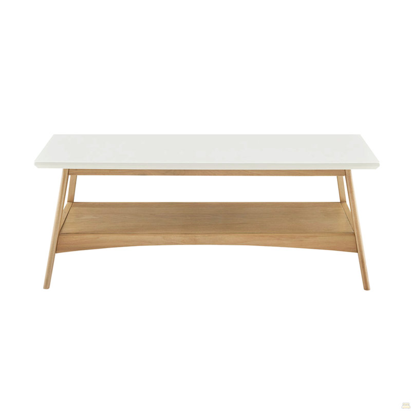 Table basse, 17" H x 24" W x 48" D, White / Brown