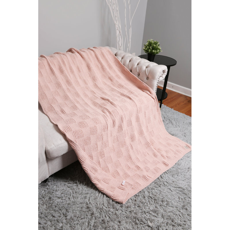 Jeté de luxe en tricot uni , Rose