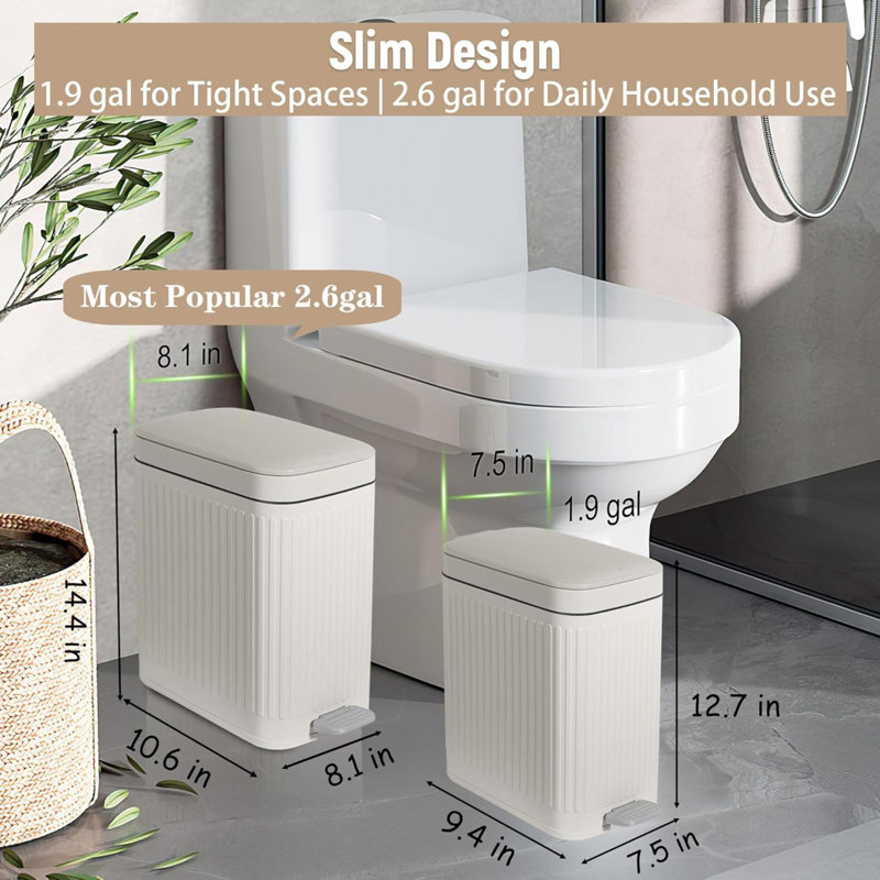 Poubelle de salle de bain avec couvercle Slim Soft Clos