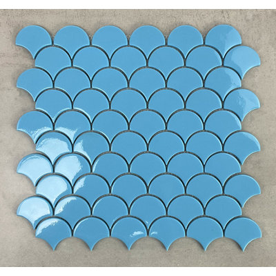 2" x 1.75" Glass Fish Scale Mosaic Wall & Floor Tile