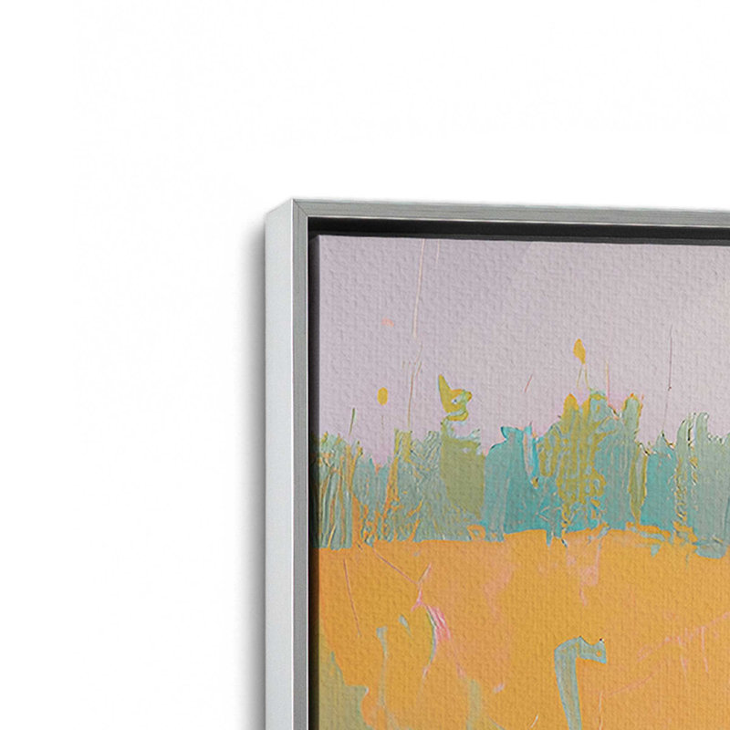 Ensemble de 3 symphonie de prés pastel, H 49 po x l 99 po, Cadre flottant en chrome poli