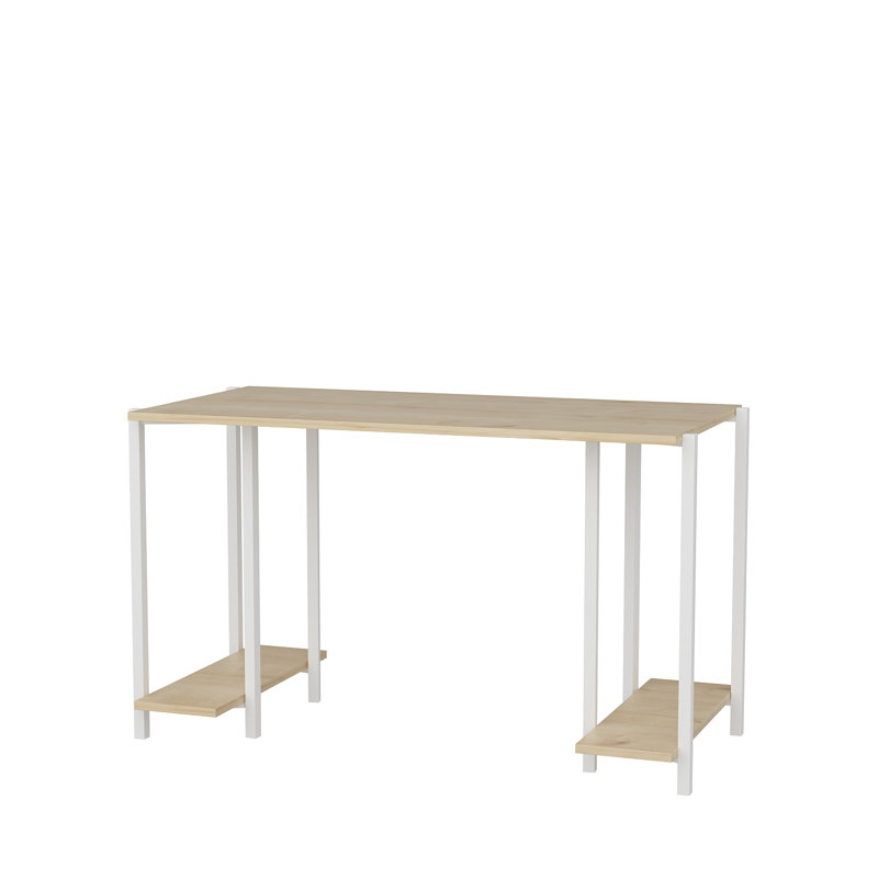 Academy Desk Metal Base Writing Desk, Oak/White