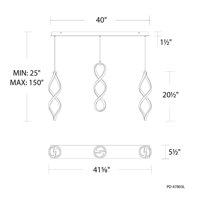 Chrome Frosted Silicone 40" Linear LED Pendant Light