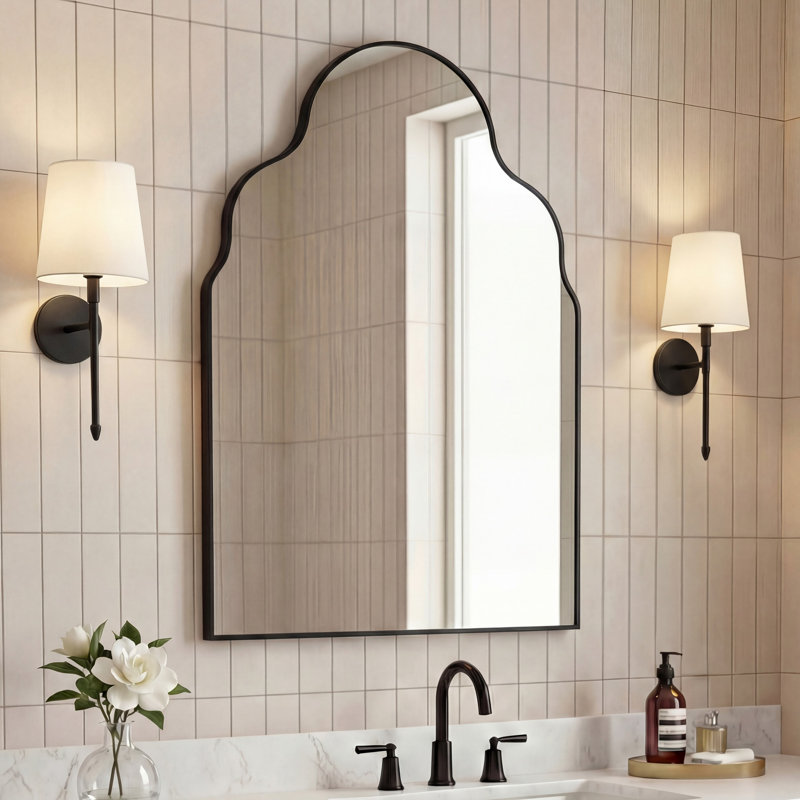 Miroir de meuble-lavabo mural Alora, Noir