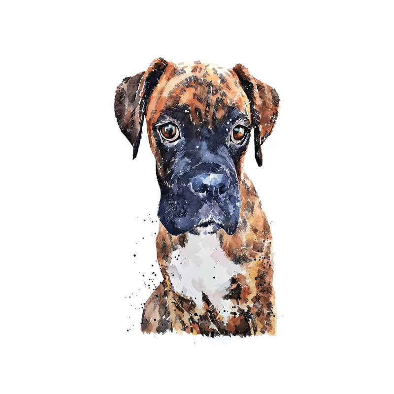 « Boxer Puppy PUP » par Edwatercolours-impression, Toile tendue, Pas de tapis, H 26 po x l 18 po x 1,5 po