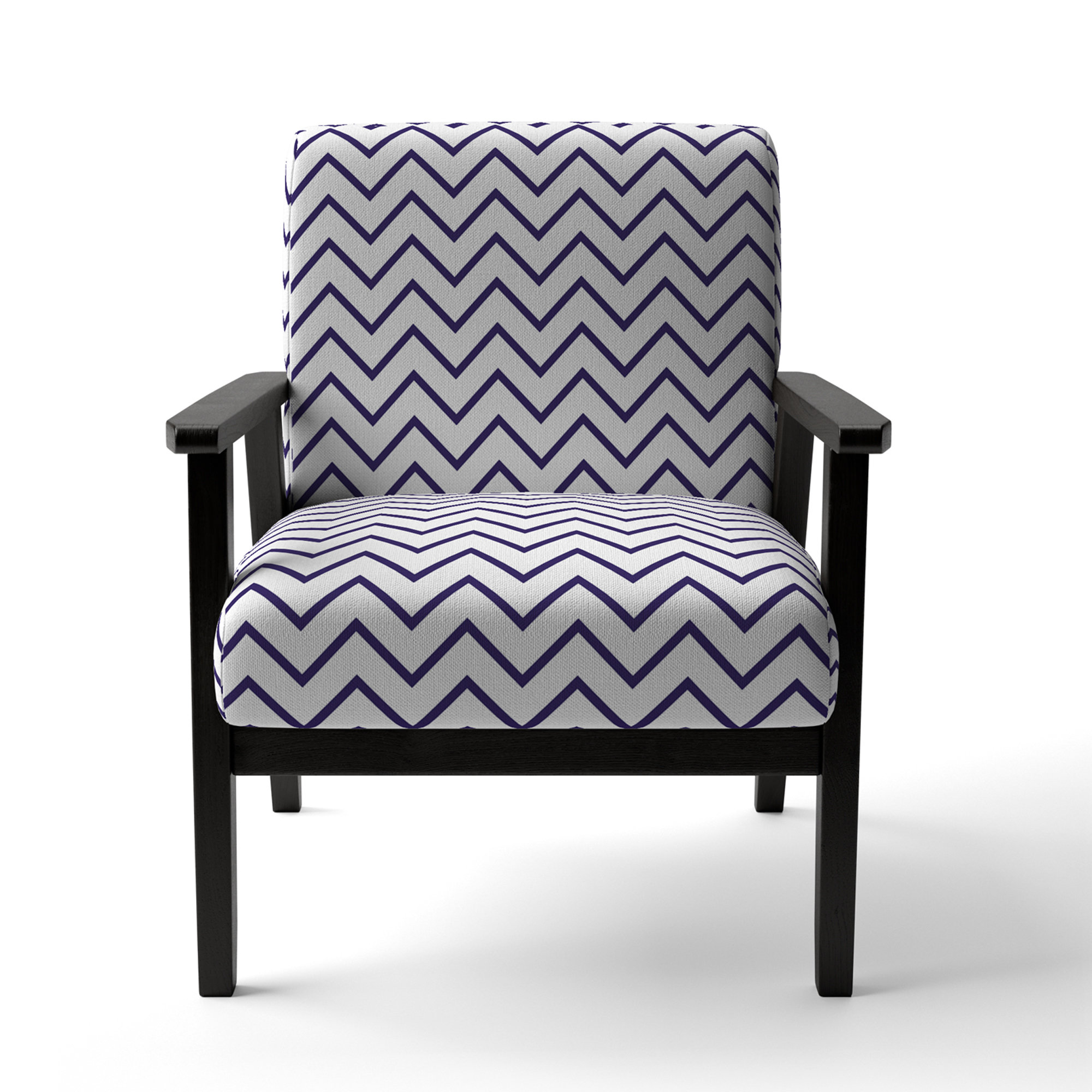 Dakota Fields Blue Zigzag Chevron - Upholstered Patterned Accent Arm ...