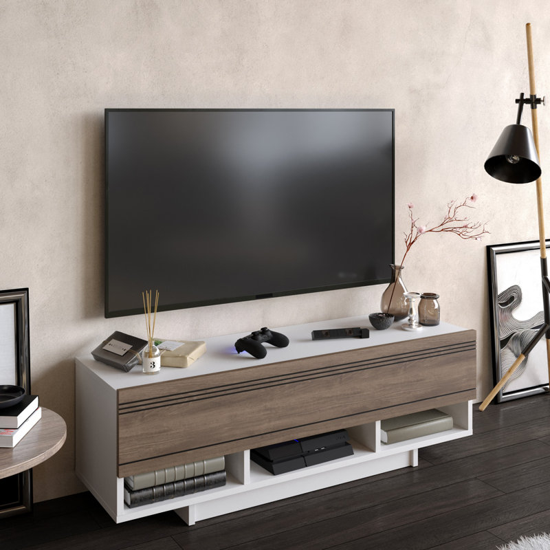 Gess 47" TV Stand for TVs up to 55", White/Walnut