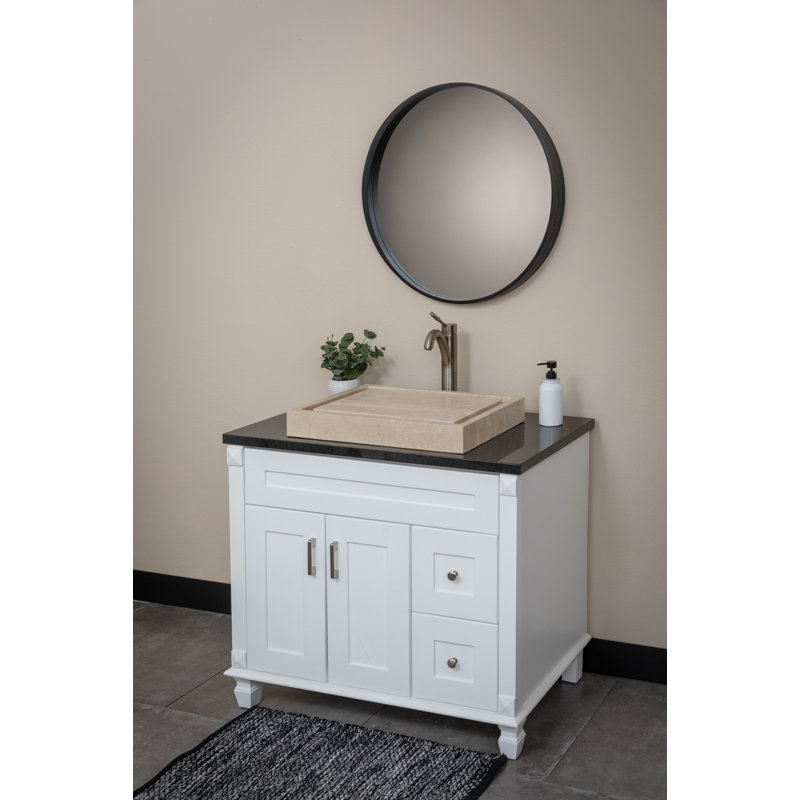 Lavabo de salle de bain vasque rectangulaire en pierre de travertin Infinity Pool