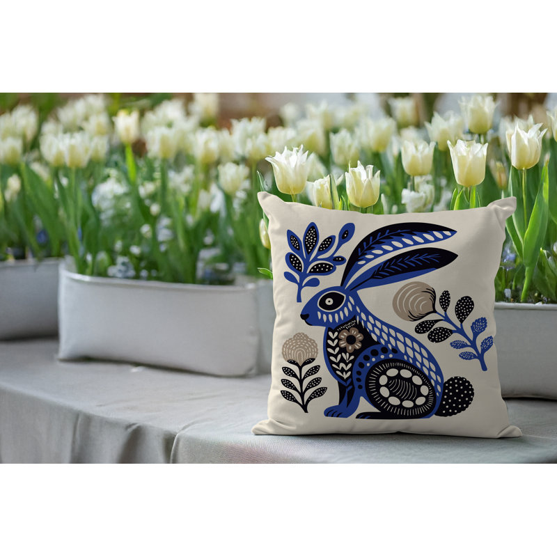 Coussin intérieur / extérieur Timi Rabbit, Marine, Carré 17 po
