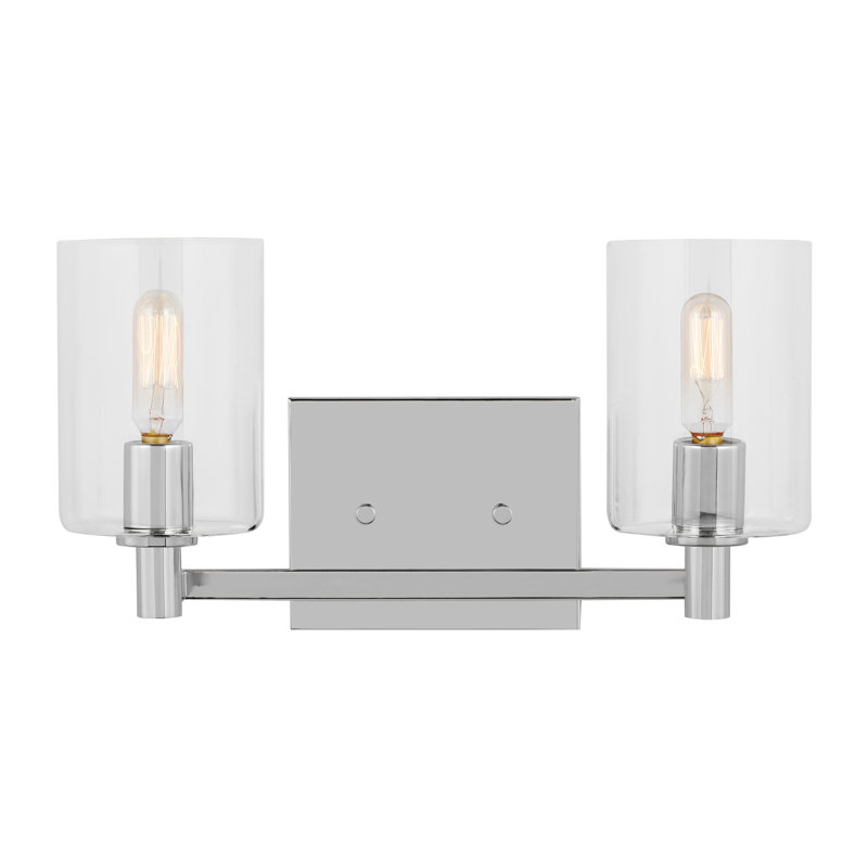 Haines Chrome 2-Light Dimmable Vanity Light with Clear Glass Shades