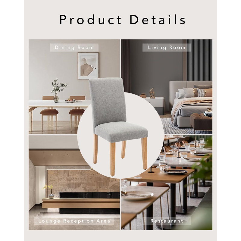 48.26cm H Solid Wood Side Chair, Grey, Natural Wood
