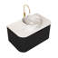 Meuble-lavabo de salle de bain Dina 30 po avec lavabo, meuble de rangement mural à bords arrondis flottants avec tiroir Dina, lavabo rond en céramique blanc avec motif de pierre, pré-assemblé, grain de bois Natura-1373174857