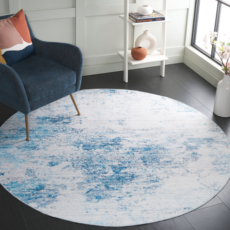 Tapis beige / turquoise Athiran 943, Rond 6 pi