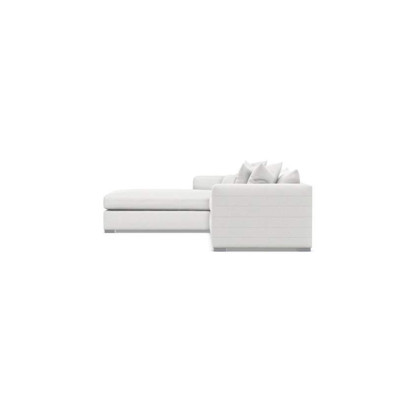 Sectional, White Polyester, Left Hand Facing
