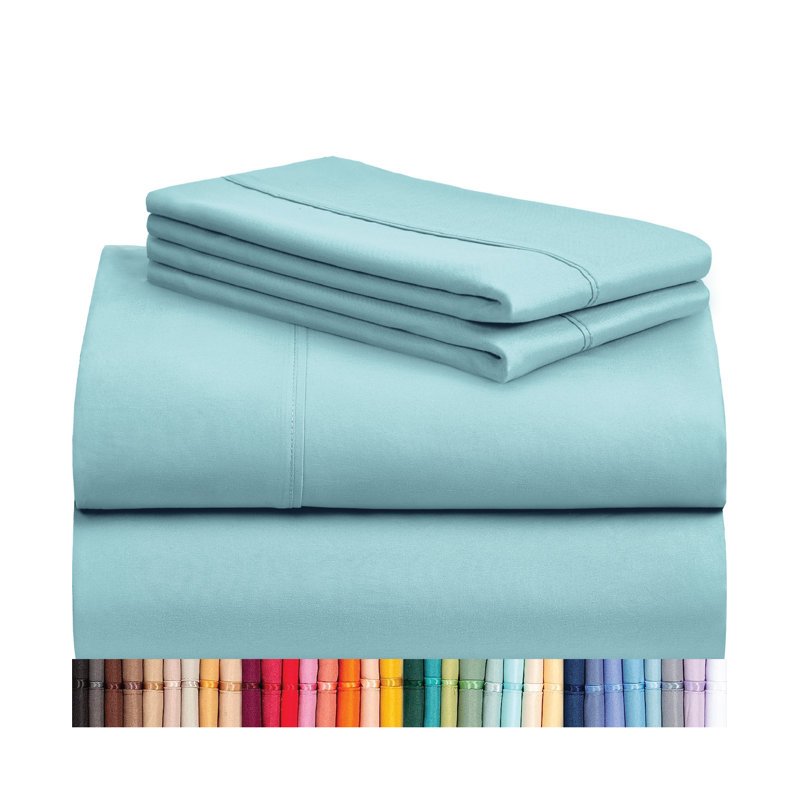 Luxclub 4 PC Aqua Queen Silky Soft Cooling Extra Deep Pocket Performance Sheet Set, Aqua, Queen Sheet Set with 2 Pillowcases