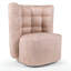 Fauteuil demi-tonneau pivotant capitonné en lin et coton-1250517395