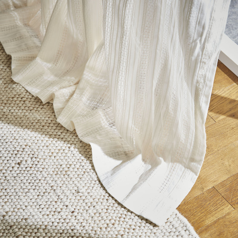 Zofia Broderie Slot Top Single Curtain Voile, Natural, 140cm Width x 137cm Drop