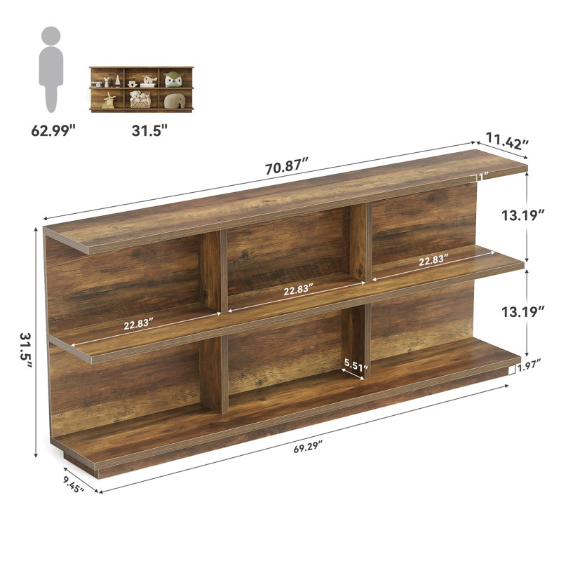 69" Rustic Brown Storage Console Table For Entryway