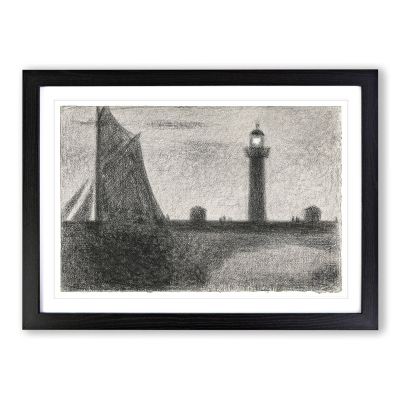 Lighthouse at Honfleur by Georges Seurat - Picture Frame Painting, Black Framed, 48cm H x 65cm W x 2cm D